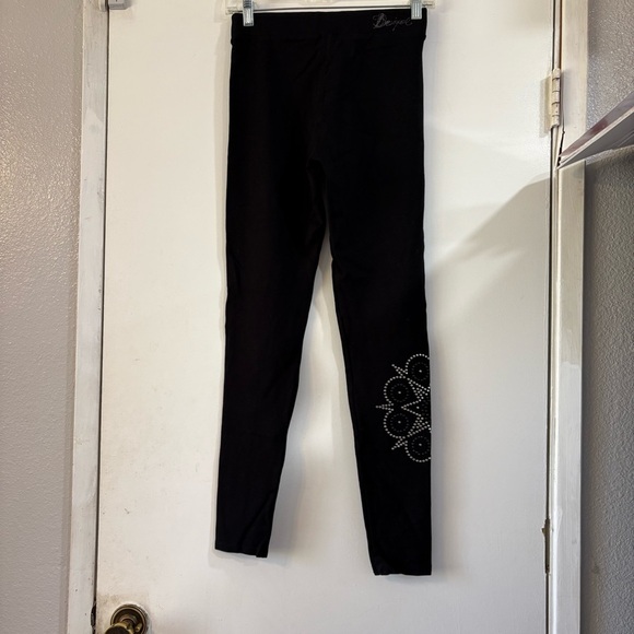 DESIGUAL Black Stud Accent Pull On Leggings Pants High Waisted Stretchy M - Picture 3 of 12